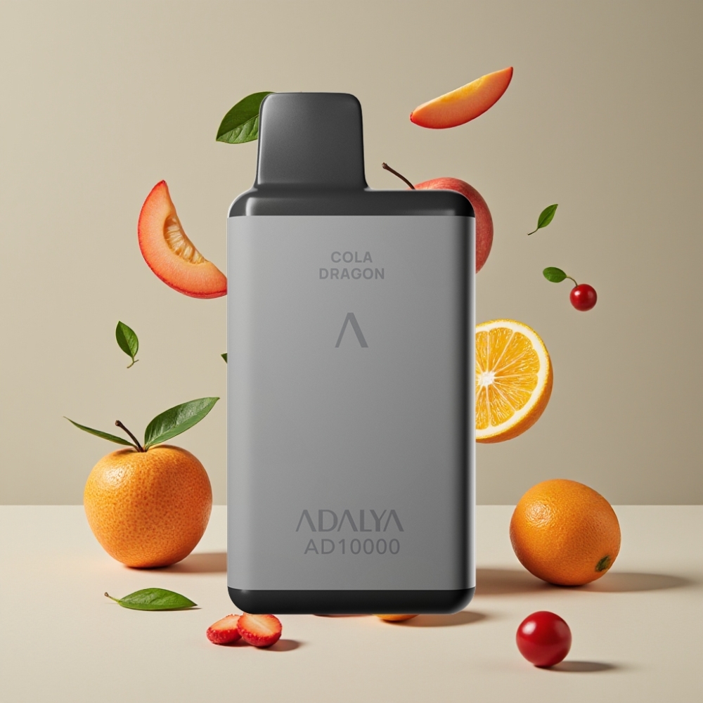 Adalya AD 10000 Puffs Dansk Engros Vape til Engangsbrug - Rummaling (Space Gray), 14 ml, 2% Nikotin, USB-C