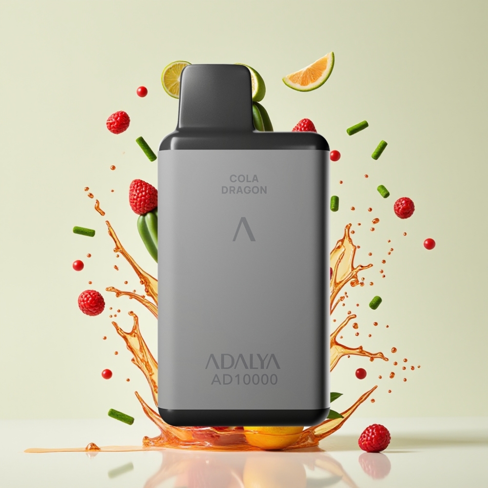 Adalya AD 10000 Puffs Engangs Vape Dansk Engros - Grå Rummet (Sandblæst gummi maling, 14 ml, 2% nikotin) & Kaktus Splash