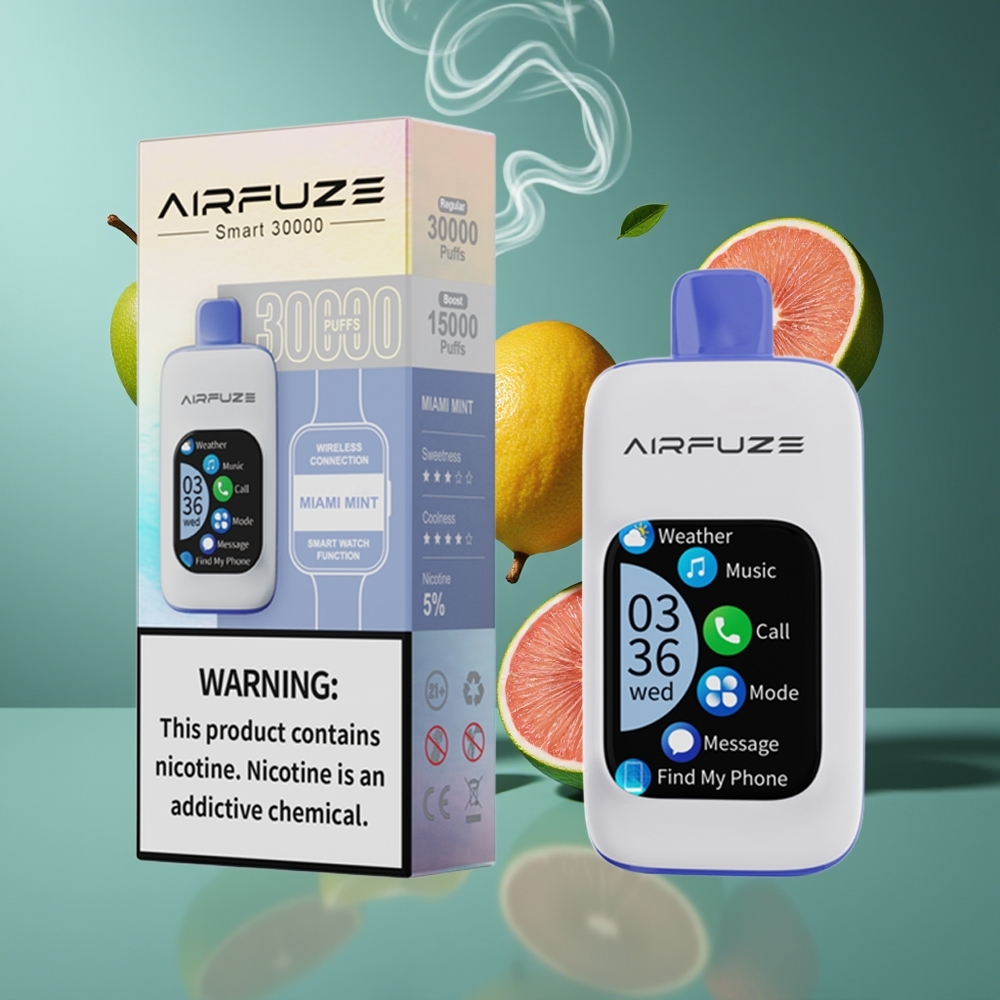AirFuze Smart 30000 Puffs Dansk Engros Disposable Pod med Miami Mynte, 5% Nikotin, 900mAh, Type-C