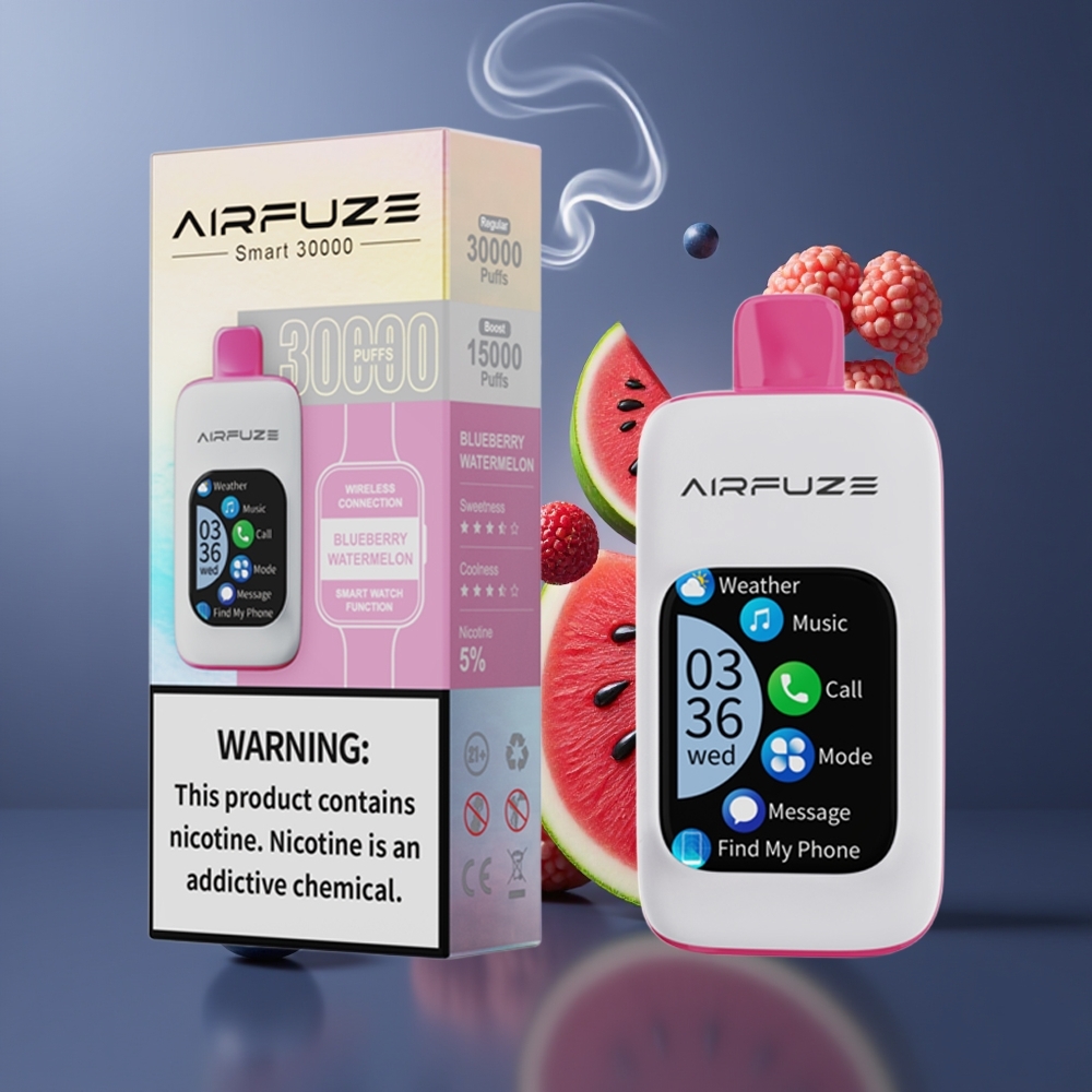 AirFuze Smart 30000 Puffs Disposable Pod Dansk Engros – 5% Nikotin, 900mAh, Type-C, Blåbær Vandmelon
