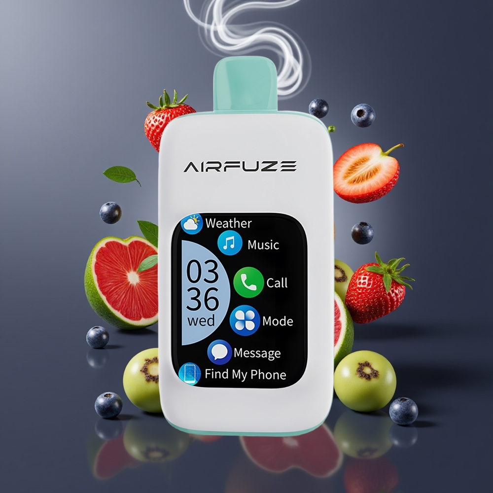 AirFuze Smart 30000 Puffs Disposable Pod Dansk Engros med 5% Nikotin og 900mAh Batteri – Regnbue Frugt Eksplosion