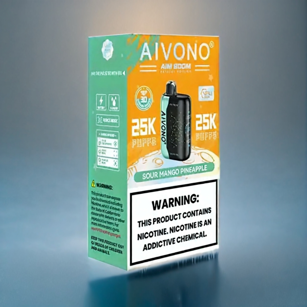 Aivono AIM BOOM 25000 Puffs Sur Mango Ananas Dansk engros med 28ml E-væske og Type-C Opladning
