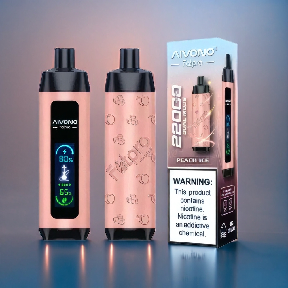 Aivono AIM FATPRO 22000 Puffs Dansk Engros med 28ml E-væske, 600mAh og Fersken Is