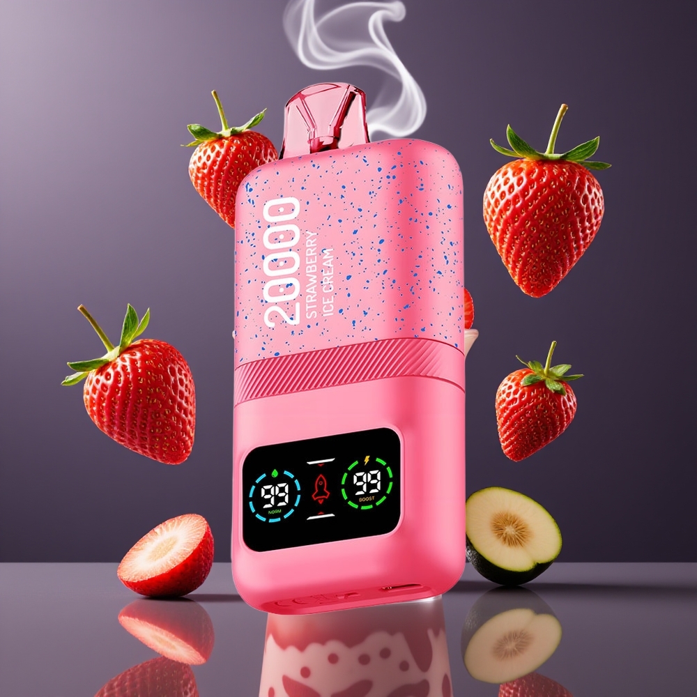 Aivono AIM MAGIC 20000 Puffs Dansk Engros – 26ml E-liquid, 5% Nikotin, Dual Mesh Coils, Jordbær Is (Strawberry Ice Cream)