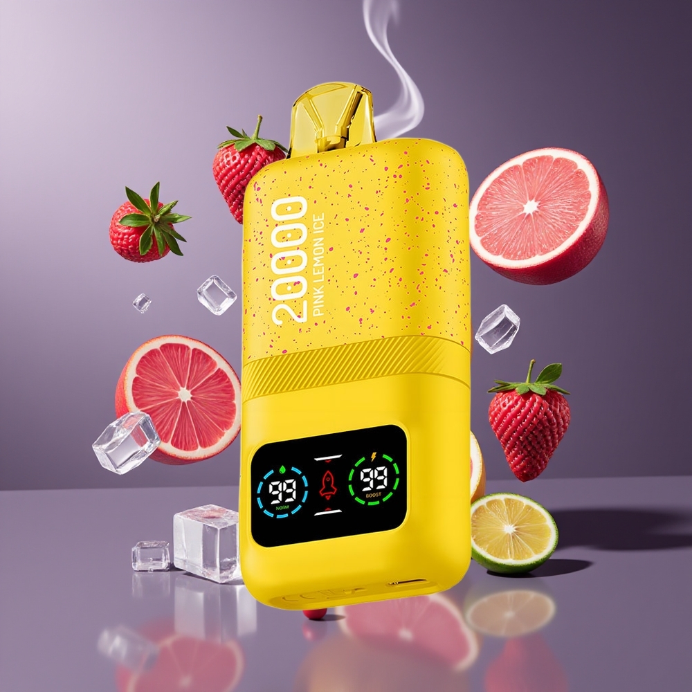 Aivono AIM MAGIC 20000 Puffs Dansk engros – 26ml E-liquid, 5% Nikotin, Dual Mesh Coils, LCD-skærm, Lyserød Lemon Is