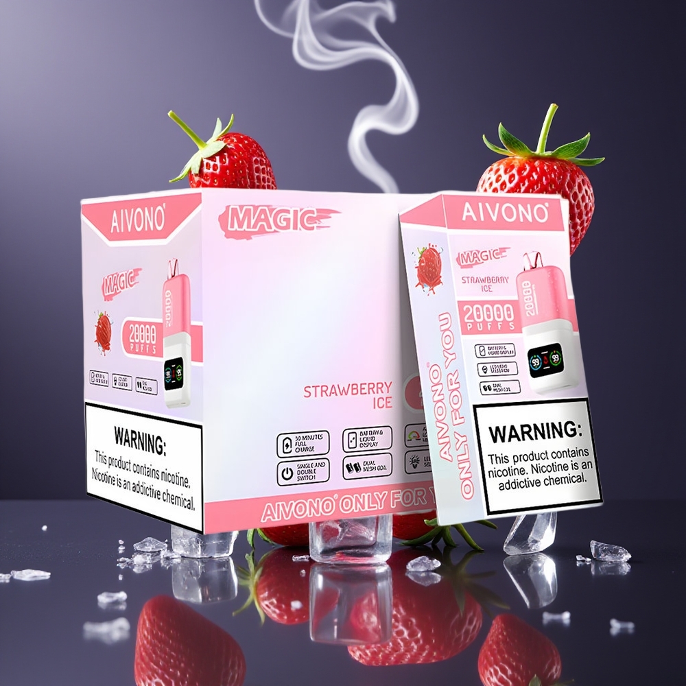 Aivono AIM MAGIC 20000 Puffs Dansk engros – 26ml E-liquid, Dual Mesh Coils, Jordbær Is (Strawberry Ice)