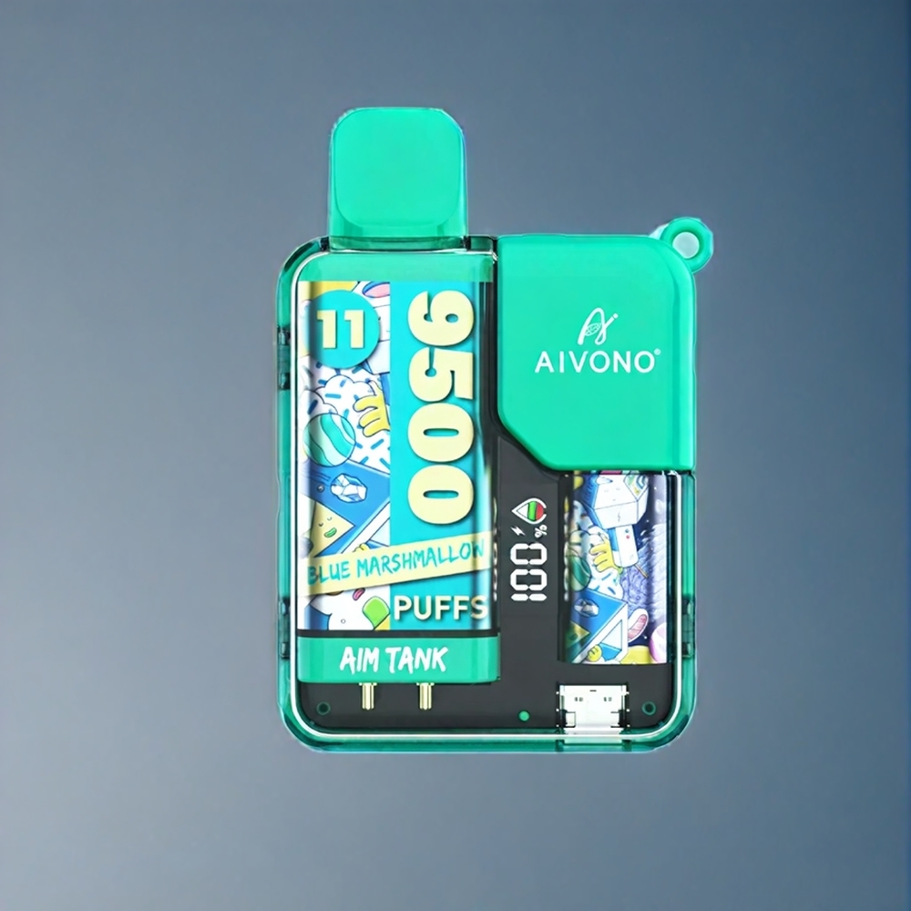 Aivono AIM-TANK 9500 Puffs Dansk engros - 18ml E-væske, 650mAh Batteri, LCD-skærm, Blå Marshmallow