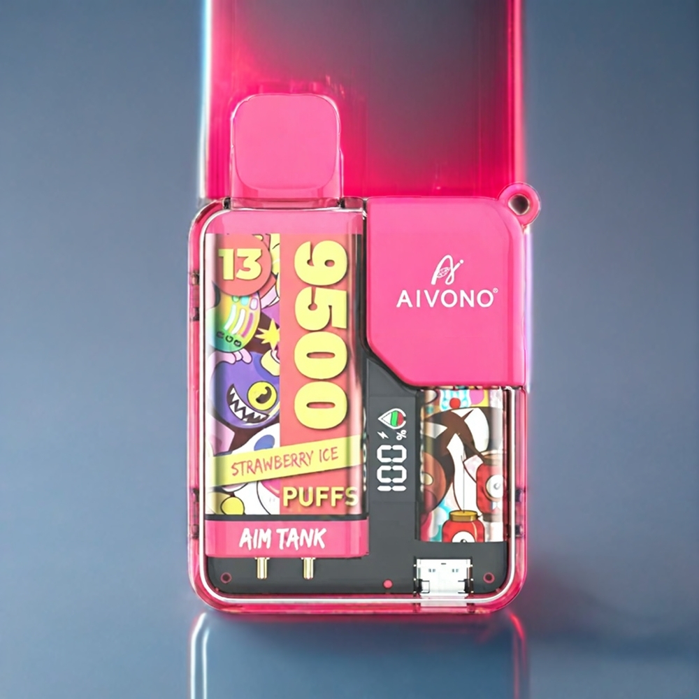 Aivono AIM-TANK 9500 Puffs Dansk engros med Jordbær Is, 18ml, 650mAh, LCD-skærm