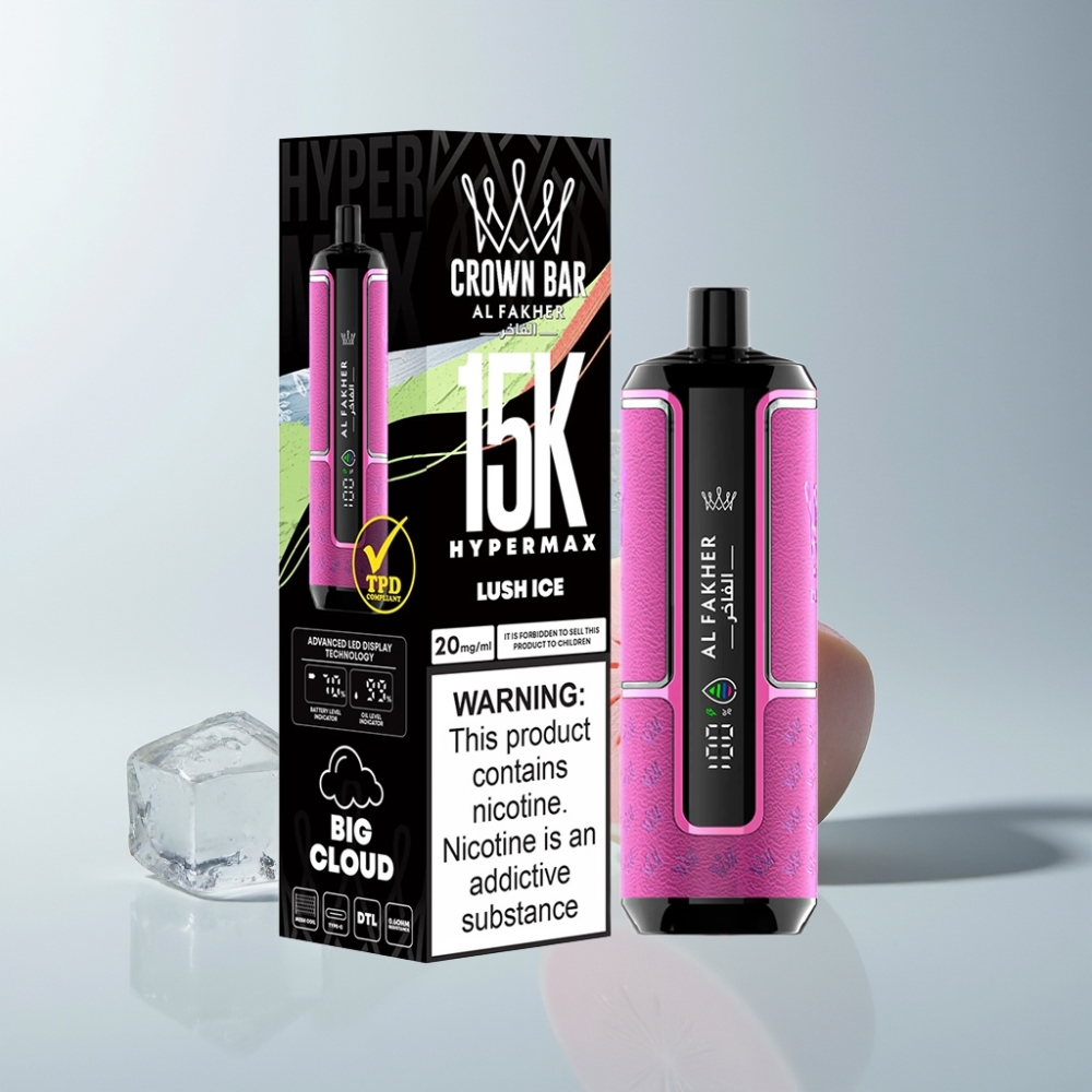 Al Fakher Crown Bar 15K Hypermax Engangs Vape Kit Dansk Engros – 22ml, 600mAh, Type-C, 15.000 Pust, DTL, 20mg, Kompakt, Letvægt, Luch Is