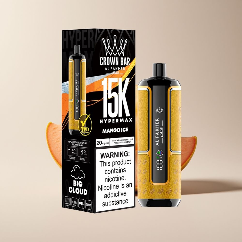 Al Fakher Crown Bar 15K Hypermax Engangs Vape Kit Dansk Engros – 22ml, 600mAh, Type-C, Mango Is