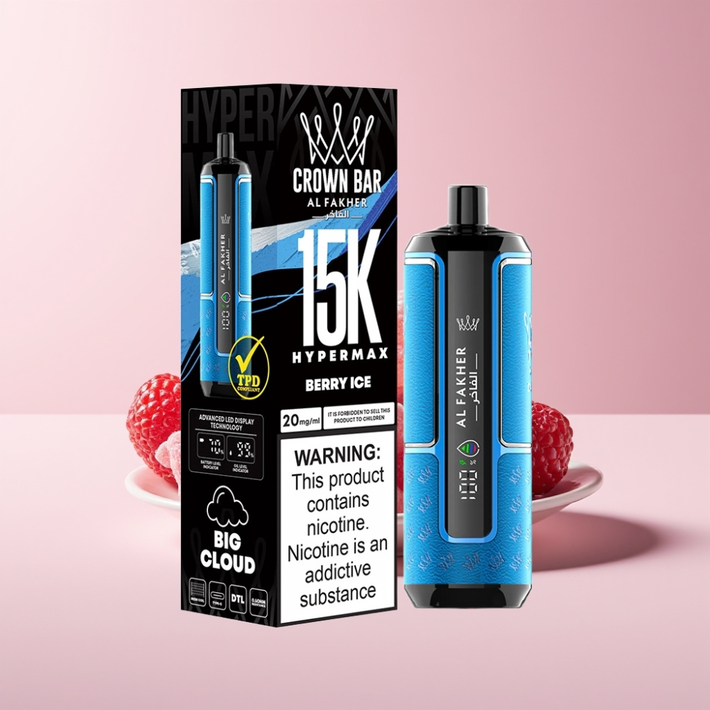 Al Fakher Crown Bar 15K Hypermax Engangs Vape Kit Dansk Engros - Bær Is