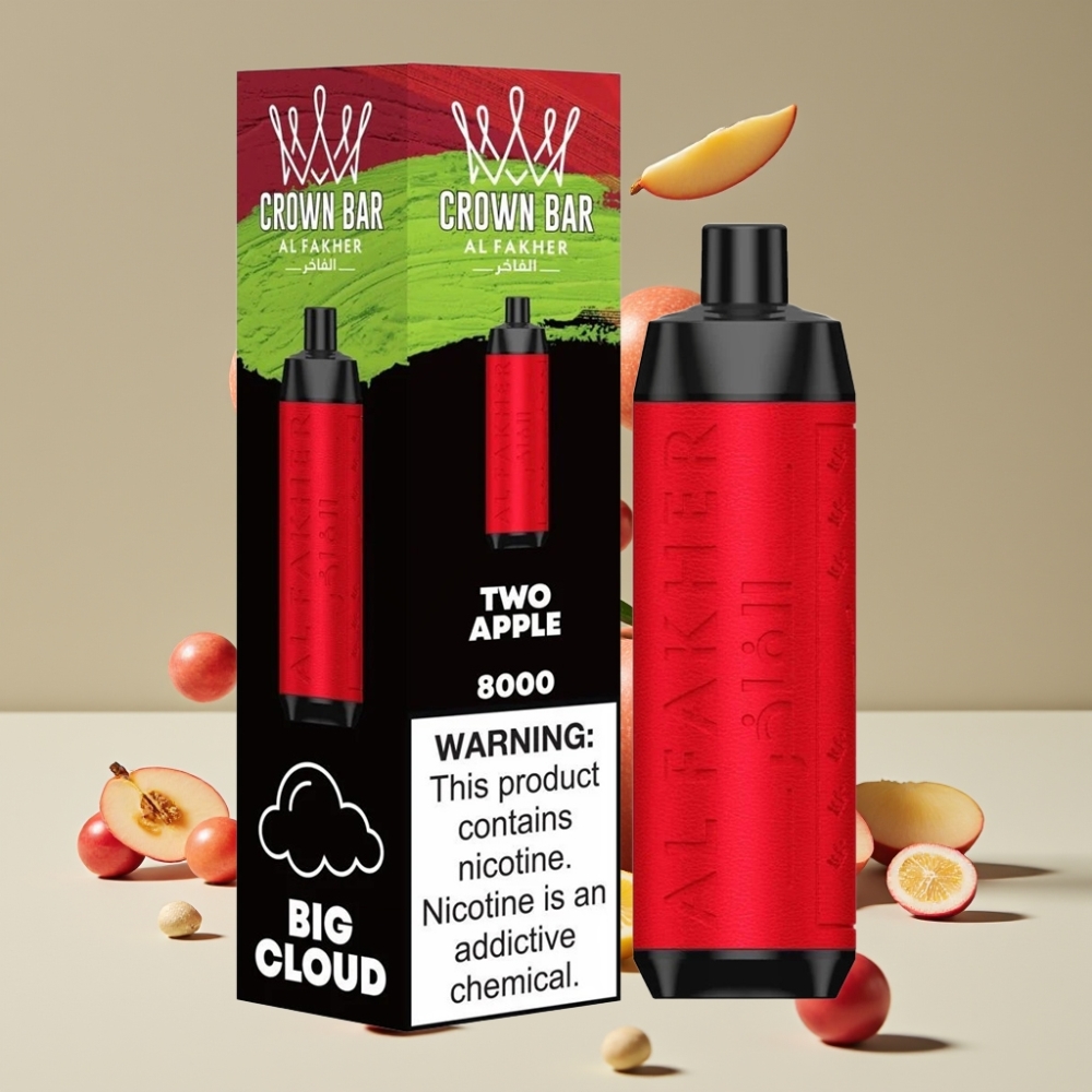 Al Fakher Crown Bar 8000 Crystal Engangs Vape Dansk Engros – 600mAh, 18ml, 5mg Nikotin, To Æbler