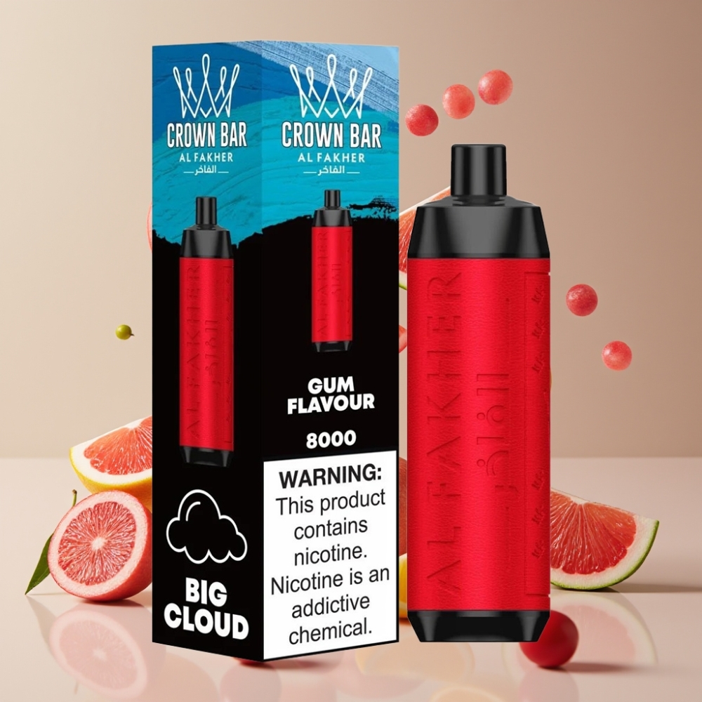 Al Fakher Crown Bar 8000 Crystal Engangs Vape (Gummi Smag) Dansk Engros – 18ml e-Liquid, 5mg Nikotin, 8000 Pust