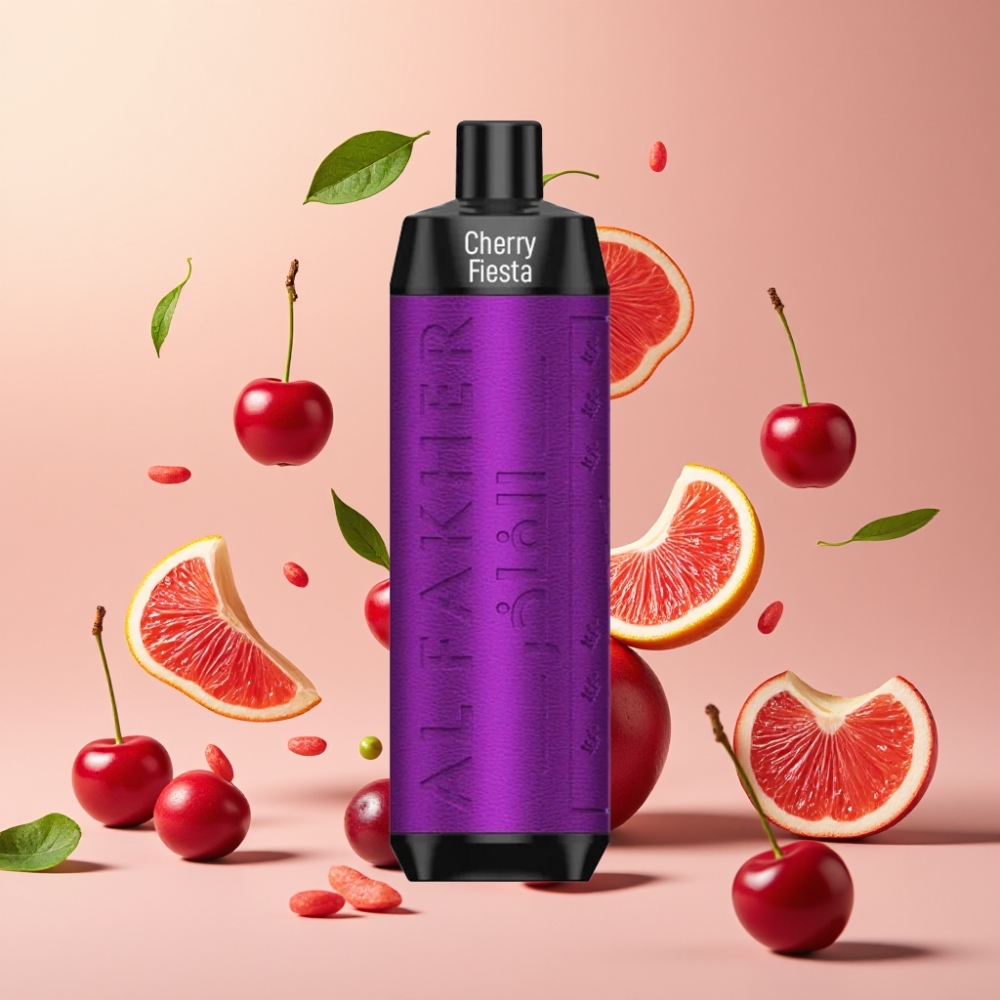 Al Fakher Crown Bar 8000 Crystal Vape til Engangsbrug Kirsebær Fest Dansk engros med 18ml e-liquid og 8000 puffs