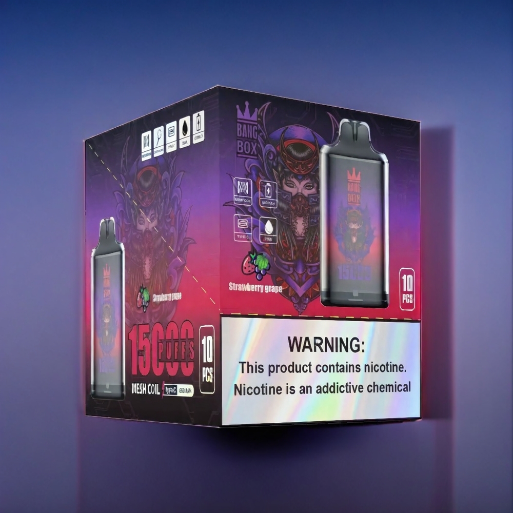 Bang Box 15000 Puffs Dansk engros - Jordbær Drue (23ml, 0%/2%/3%/5%, 650mAh, TYPE-C)