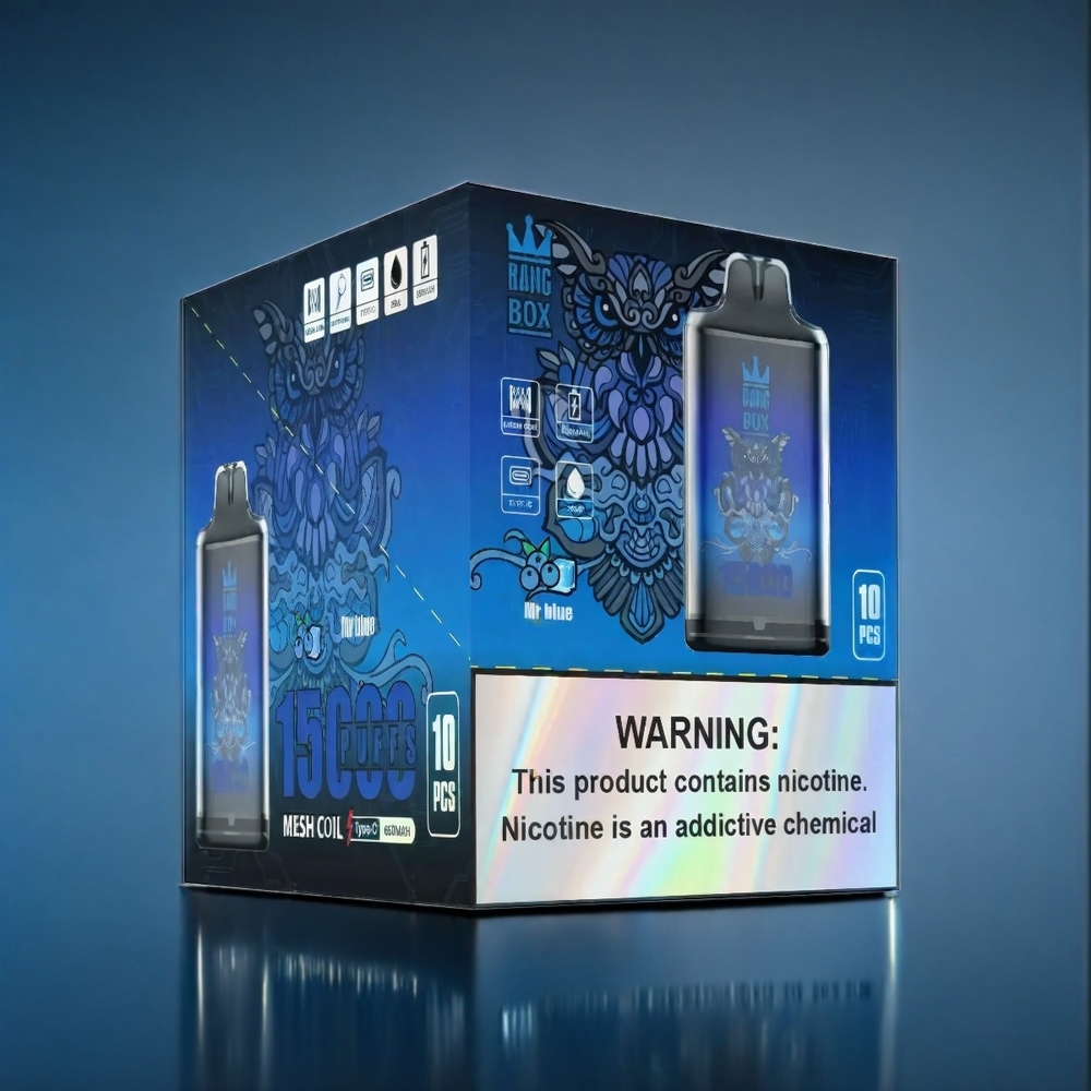 Bang Box 15000 Puffs Dansk engros med 23ml e-væske og 650mAh batteri - Hr. Blå