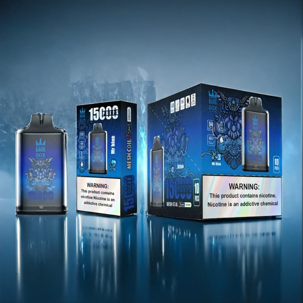 Bang Box 15000 Puffs Dansk engros med 23ml e-væske og 650mAh batteri - Hr. Blå