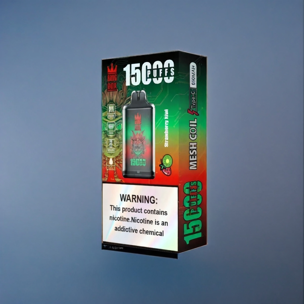 Bang Box 15000 Puffs Dansk engros med 23ml e-væske og 650mAh batteri - Jordbær Kiwi