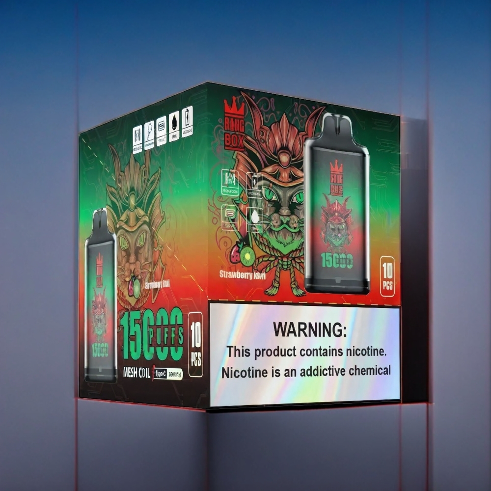 Bang Box 15000 Puffs Dansk engros med 23ml e-væske og 650mAh batteri - Jordbær Kiwi