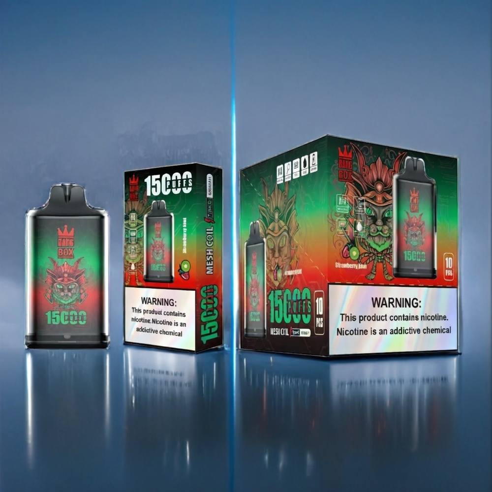 Bang Box 15000 Puffs Dansk engros med 23ml e-væske og 650mAh batteri - Jordbær Kiwi