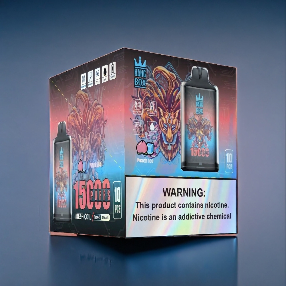 Bang Box 15000 Puffs Fersken Is Dansk engros - 23ml E-væske, 650mAh, Type-C