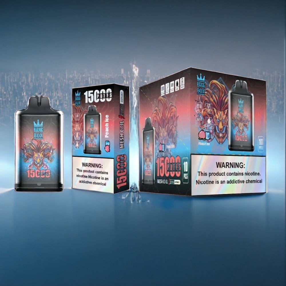 Bang Box 15000 Puffs Fersken Is Dansk engros - 23ml E-væske, 650mAh, Type-C