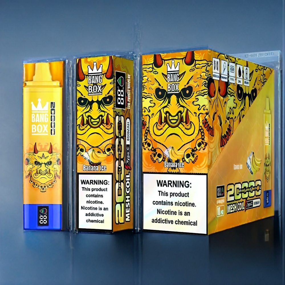 Bang Box 20000 Puffs Bananis Is Dansk engros med 35ml E-væske og 850mah Opladning