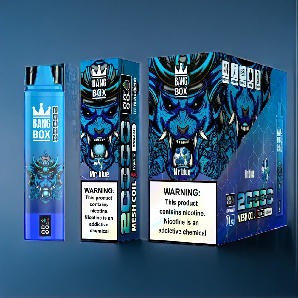 Bang Box 20000 Puffs Dansk Engros - 35ml, 5% Nikotin, 12 Smagsvarianter, Mr Blå