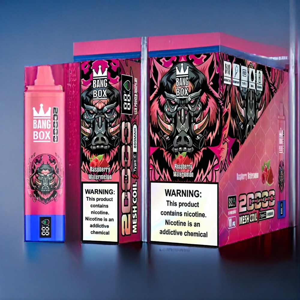 Bang Box 20000 Puffs Dansk Engros - Hindbær Vandmelon - 35ml E-væske, 850mAh, Mesh spole