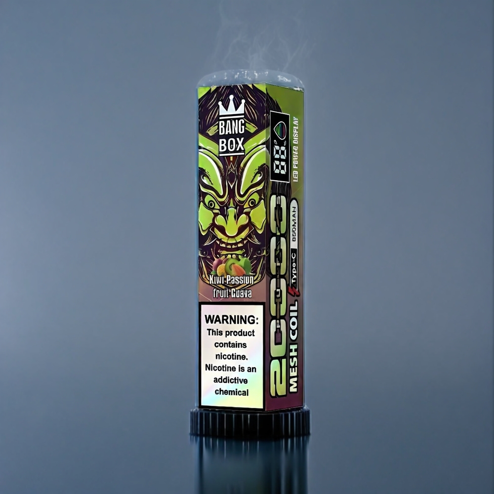 Bang Box 20000 Puffs Dansk engros med 0-5% Nikotin, 35ml E-væske, Kiwi Passionsfrugt Guava