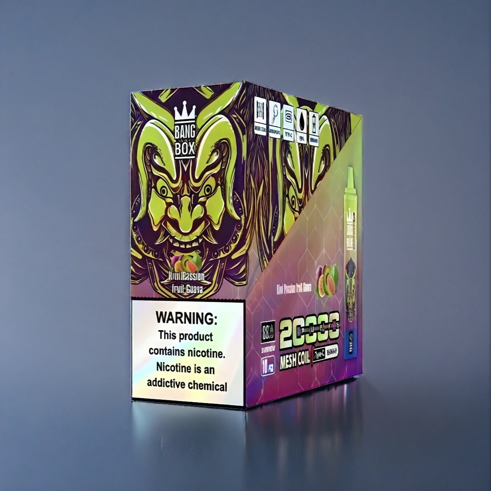 Bang Box 20000 Puffs Dansk engros med 0-5% Nikotin, 35ml E-væske, Kiwi Passionsfrugt Guava