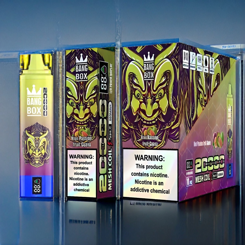 Bang Box 20000 Puffs Dansk engros med 0-5% Nikotin, 35ml E-væske, Kiwi Passionsfrugt Guava