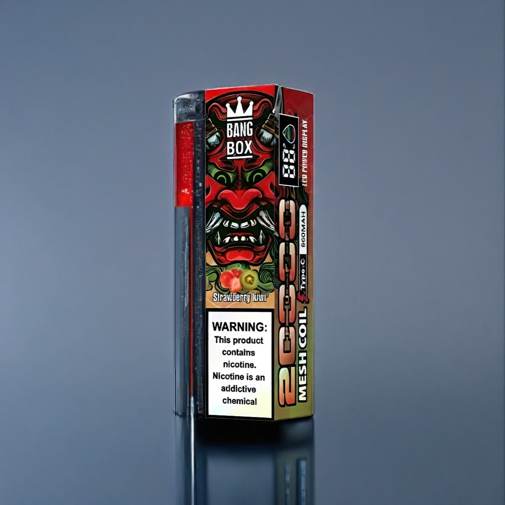 Bang Box 20000 Puffs Dansk engros med 35ml E-væske og Jordbær-Kiwi