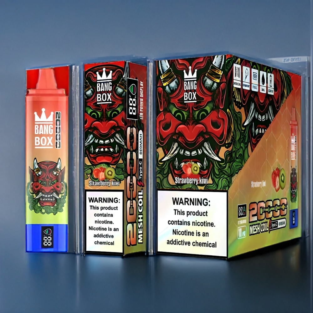 Bang Box 20000 Puffs Dansk engros med 35ml E-væske og Jordbær-Kiwi