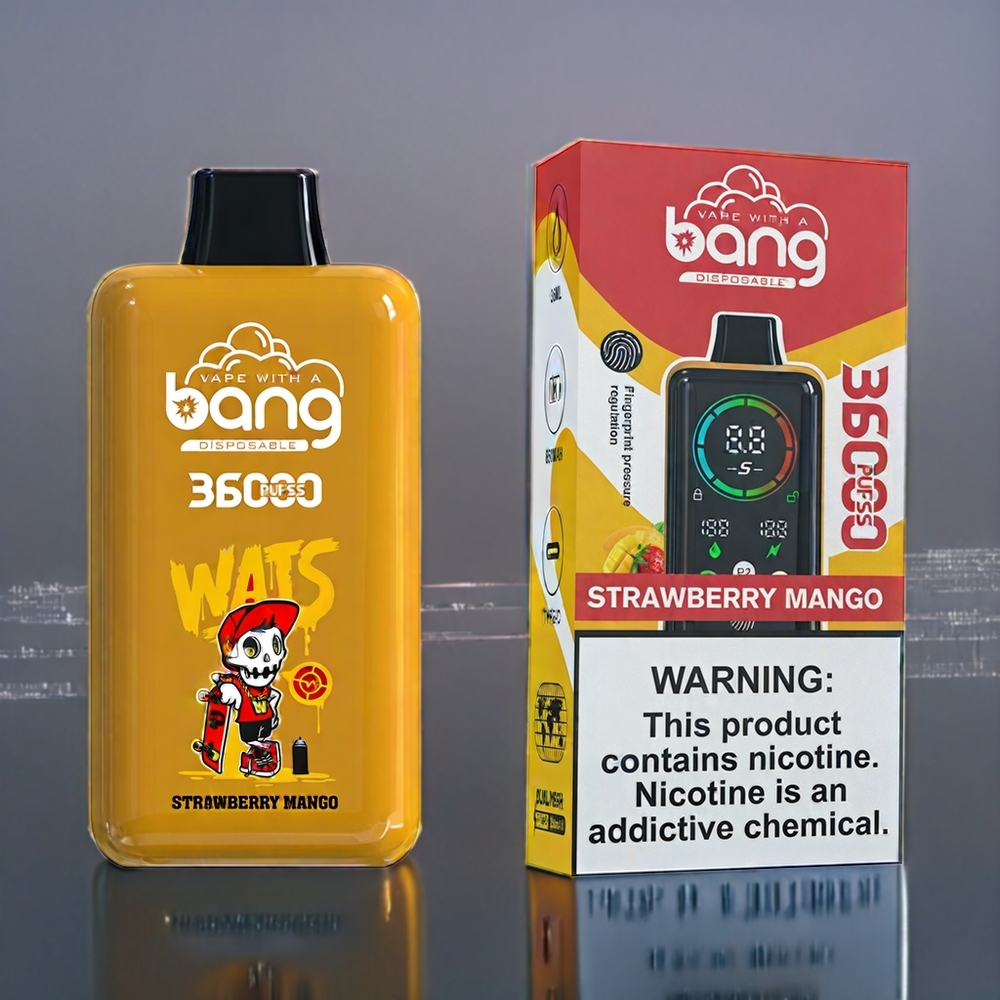Bang 36000 Power Engangs vape Dansk Engros - Jordbær Mango (0%-5% Nikotin, 850mAh, 36ml)