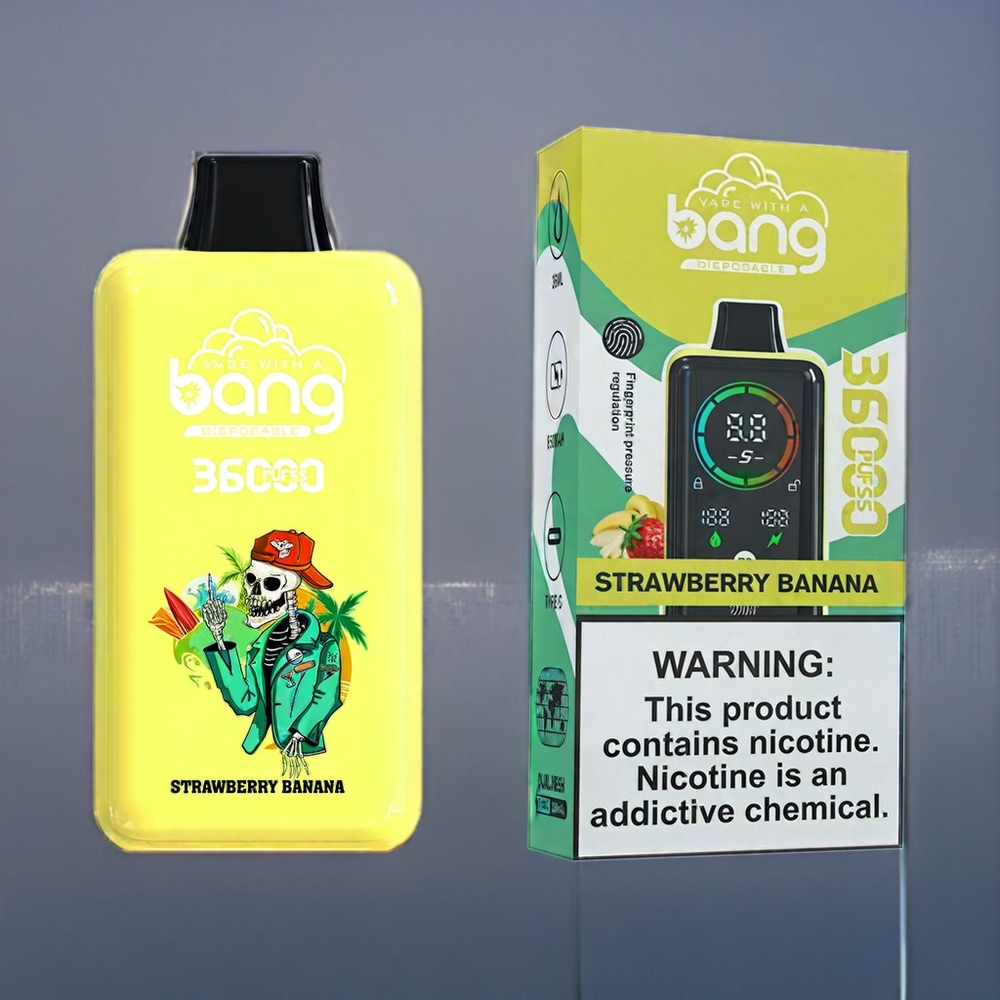 Bang 36000 Power Engangs vape Jordbær Banan Dansk Engros - 36ml, 36000 puff, 850mAh