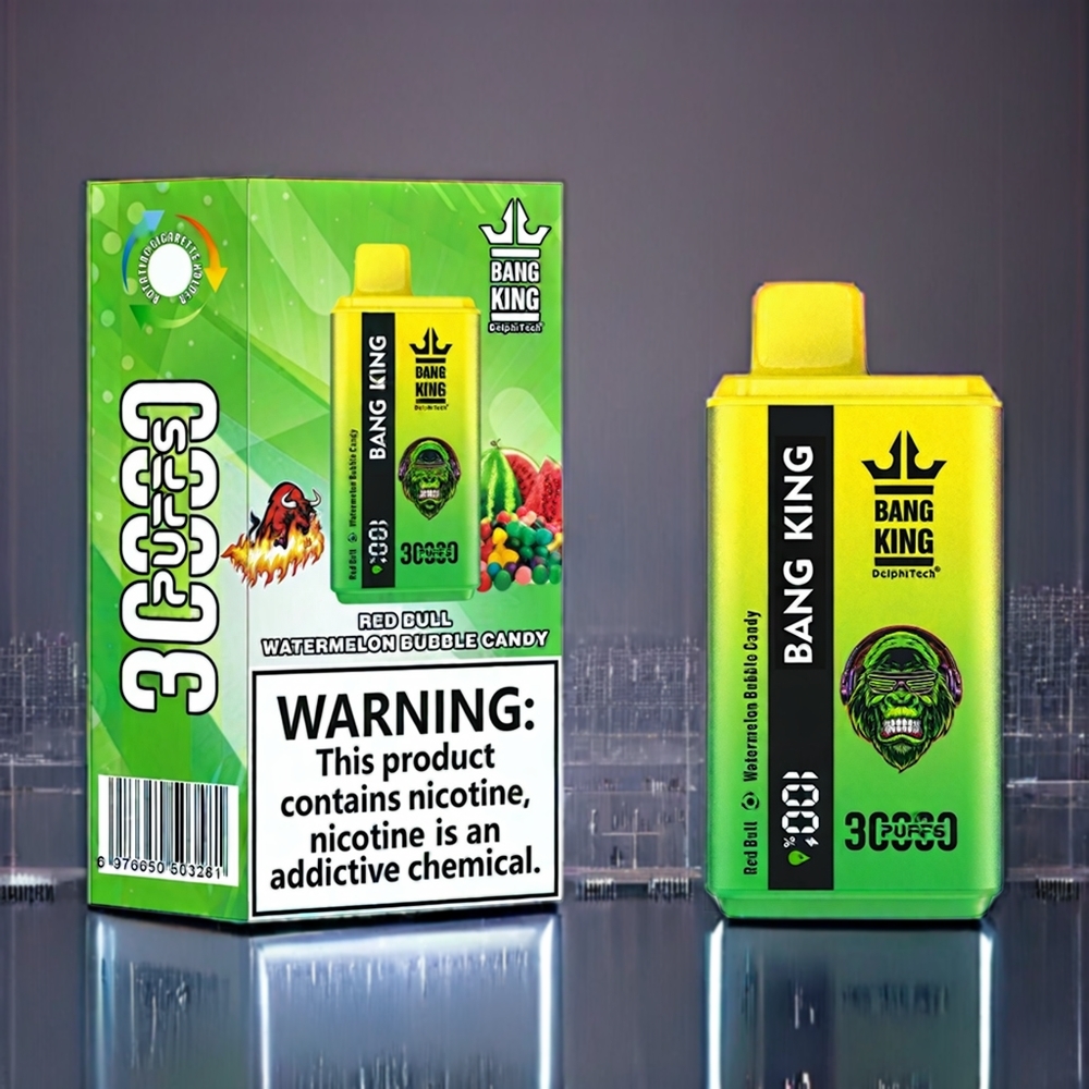 Bang King 30000 Puffs Engangs Vape Dansk Engros - Rød Tyr Vandmelon Bobbel Slik (36ml, 550mAh, Type-C)