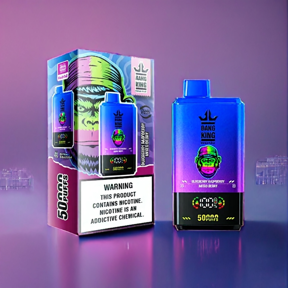 Bang King 50000 Engangs Vape Dansk Engros - 50ml, 850mAh, Blåbær Hindbær Blandet Bær