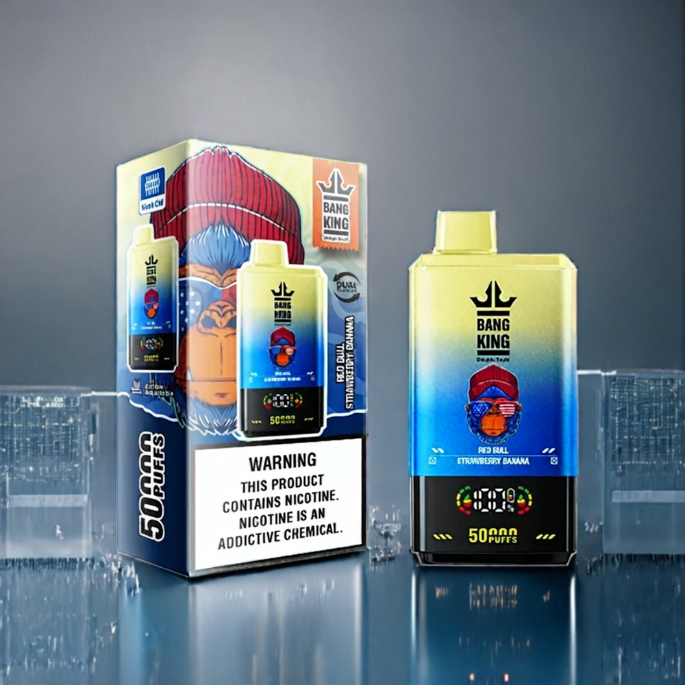 Bang King 50000 Engangs vape Dansk engros - 50ml, 850mAh, Type-C, Red Bull Jordbær-Banana