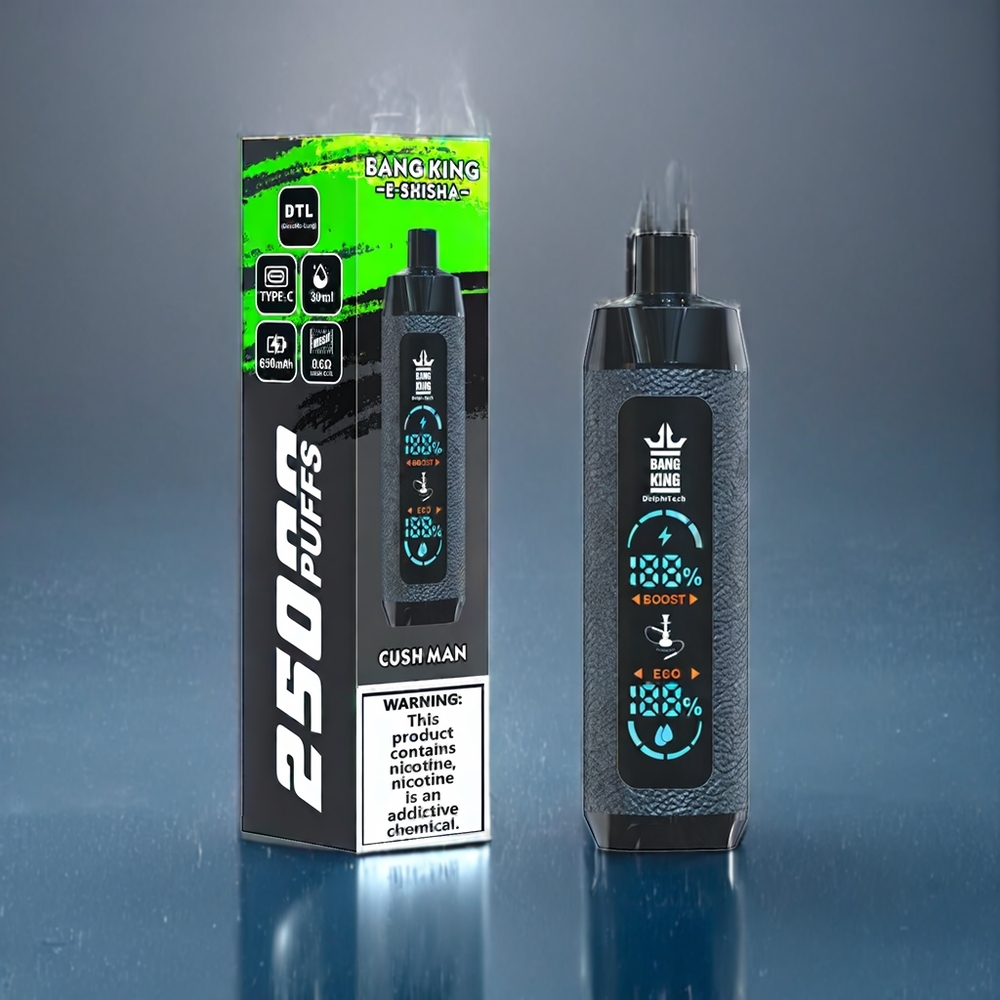 Bang King Shisha 25000 Puffs Dansk Engros - 30ml E-væske, 650 mAh, Type-C, Cush Man