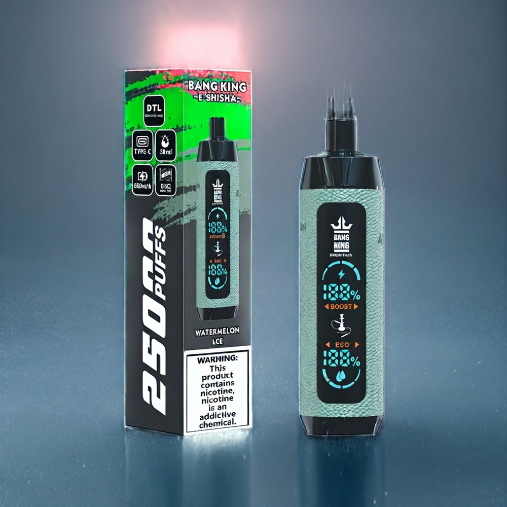 Bang King Shisha 25000 Puffs Dansk Engros - Vandmelon Is - 30ml E-Væske, 650 mAh, Type-C