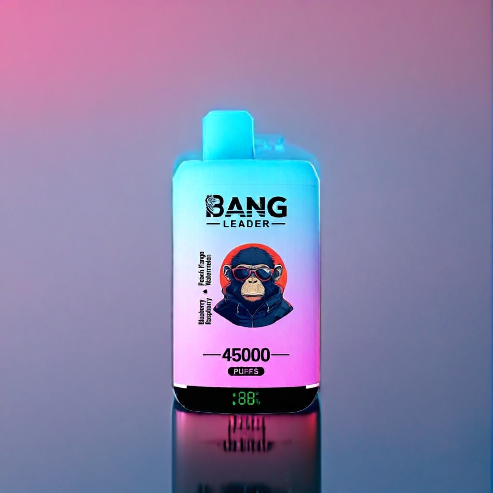 Bang Leader 45000 Puffs Dansk Engros Engangs vape med Smart Skærm og Blåbær Hindbær Fersken Mango Vandmelon