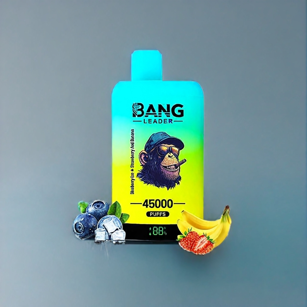 Bang Leader 45000 Puffs Dansk Engros Engangs vape med Smart Skærm og Blåbær Is/Jordbær Banan