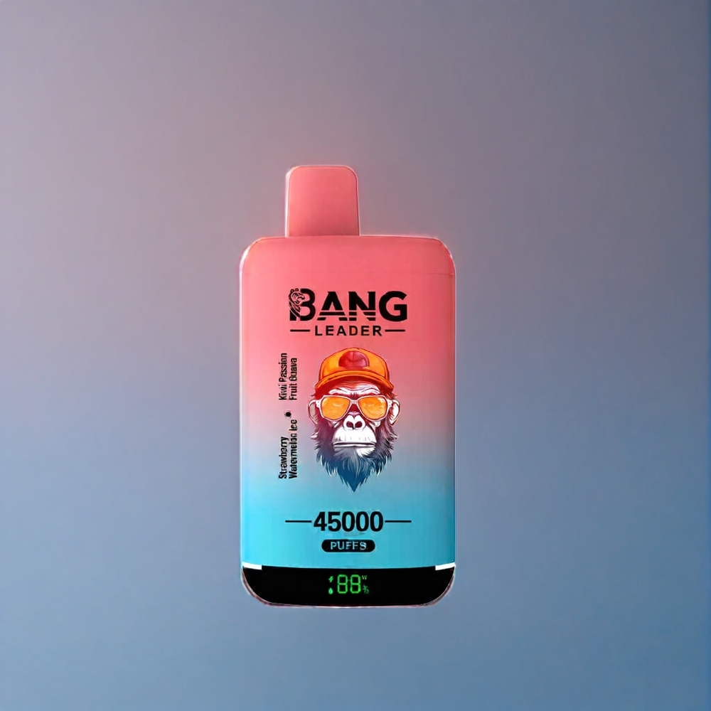 Bang Leader 45000 Puffs Dansk Engros Engangs vape med Smart Skærm og Type-C USB Port - Jordbær Vandmelon Kiwi Passionsfrugt Guava