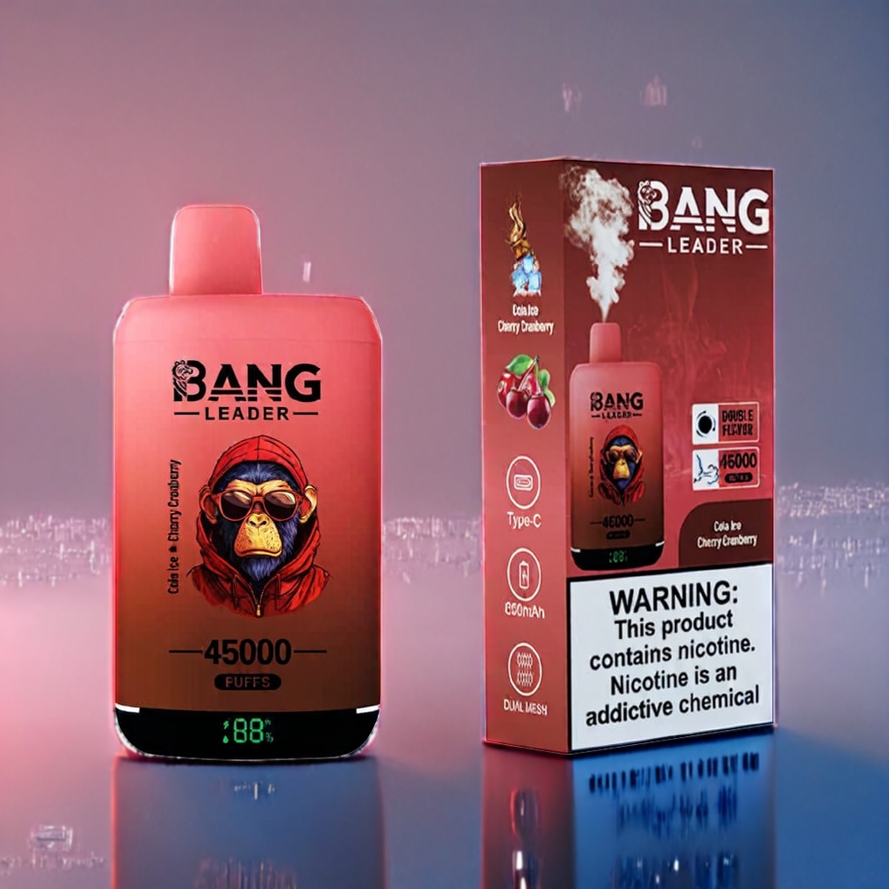 Bang Leader 45000 Puffs Engangs Vape Dansk Engros med Smart Skærm og Cola-Iskirsebær Smag