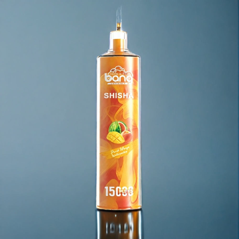 Bang Shisha 15000 Puffs Engangs Vape Dansk Engros - Fersken Mango Vandmelon - 23ml E-væske, Type-C Opladning, 600mAh Batteri