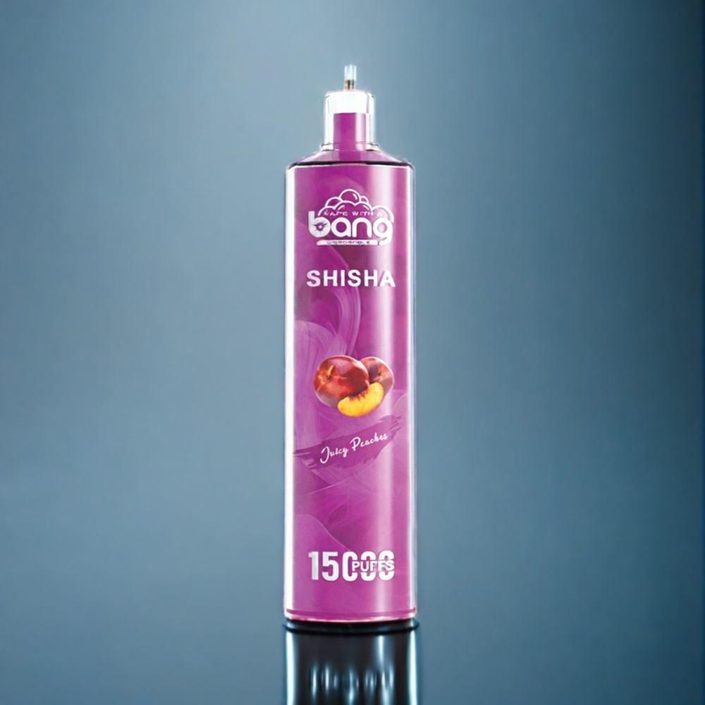 Bang Shisha 15000 Puffs Engangs Vape Dansk Engros - Saftige Ferskner med 23ml E-væske og Type-C Opladning