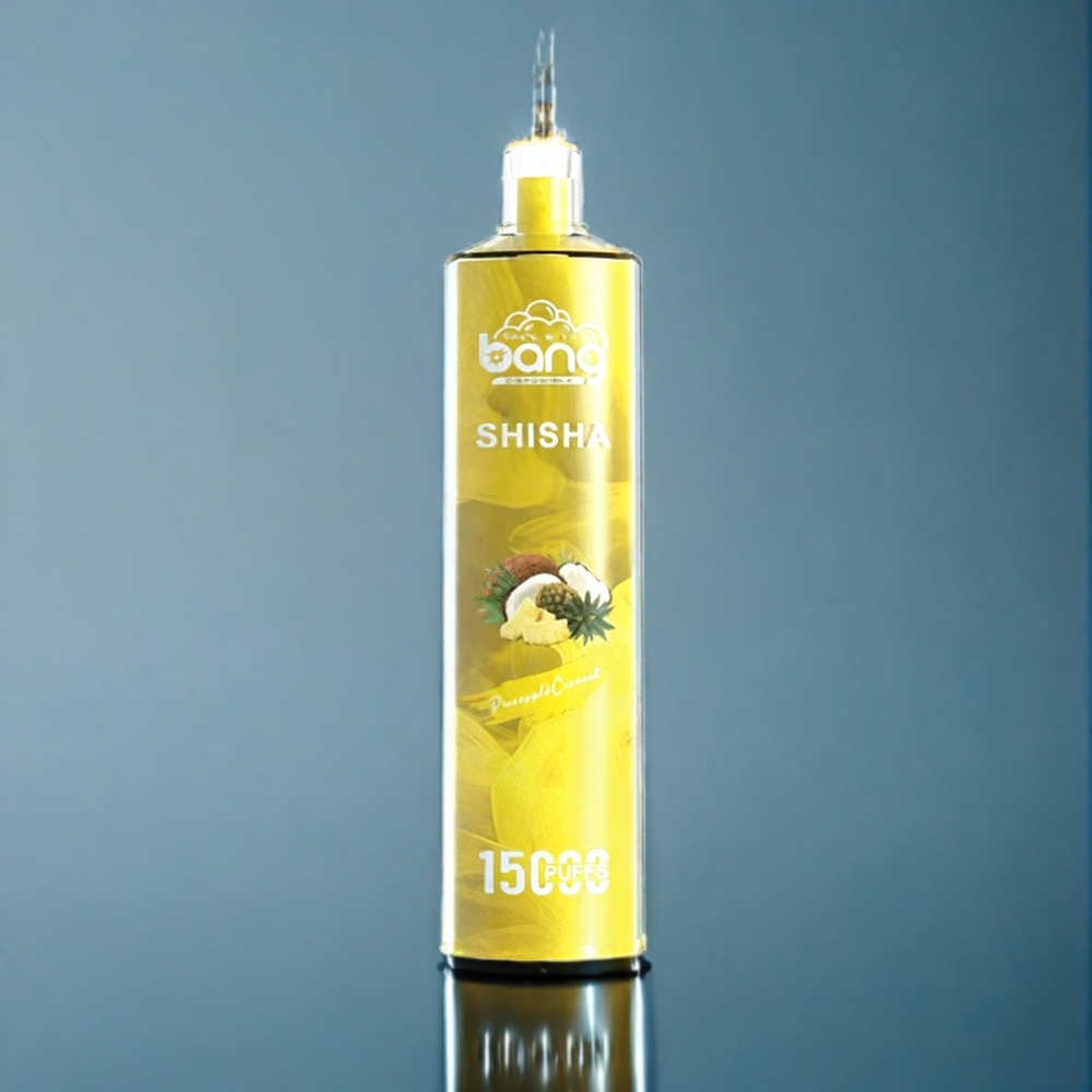 Bang Shisha 15000 Puffs Engangs Vape Dansk Engros med Ananas Kokos, 23ml E-væske, Type-C Opladning, 600mAh Batteri