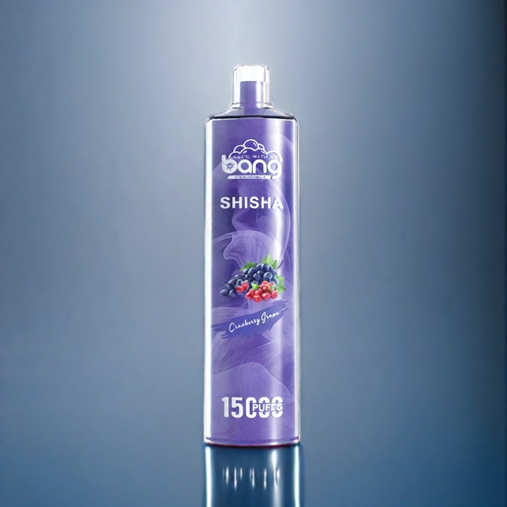 Bang Shisha 15000 Puffs Engangs Vape Dansk Engros med Cranberry Druer, Type-C Opladning, 23ml E-væske