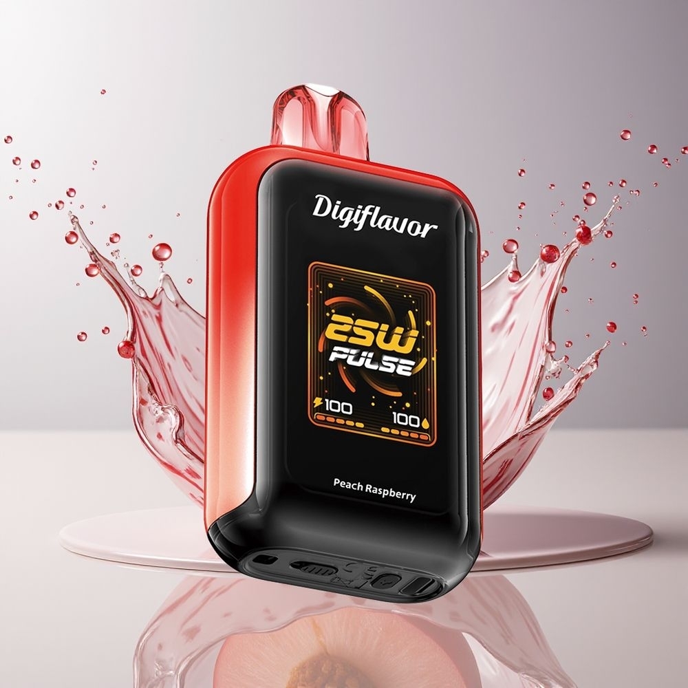 Digiflavor SKY 25.000 Puffs Engangs Damp Dansk Engros med Fersken Hindbær, 16,0 mL, USB-C, Justerbar Luftstrøm